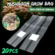 20pcs Mushroom Spawn Grow Bags High Temp Pre Sealable Substrate PVC Clear Bags