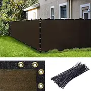 Amgo 5' x 50' Brown Fence Privacy Screen Windscreen,with Bindings & Grommets, Heavy Duty for Commercial and Residential, 90% Blockage, Cable Zip Ties Included, (Available for Custom Sizes)