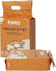 PaWz Tofu Cat Litter Clumping,Flushable,Ultra Absorbent and Fast Drying,Solubility in Water,Dust-Free 100% Natural Original 10kg(2.5kg/Bag)