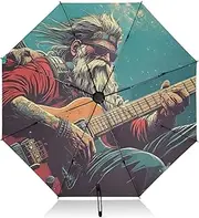 [PDZRMY] UV Protection Travel Umbrella Guitar Man Space Compact for Rain and Sun - Auto Open and Close UPF 50+ Windproof Portable 46” Sun Umbrella for Women and Men