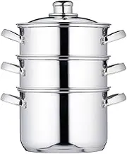 KitchenCraft 3 Tier Food Steamer Pan/Stock Pot in Gift Box, Induction Safe, Stainless Steel, 18 cm (7"), Silver