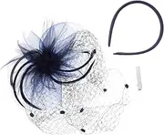 [Yardenfun] Gauze Headdress Women Hats and Caps Gauze Hat Ladies Hat Party Hat Cap Hat Headdress Scarf Headband Hats for Women Hat for Women Turban Headband Net Hat Headdress Blue Mesh