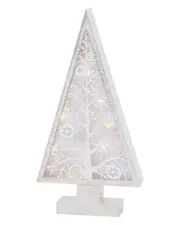 Gerson International 16in Lighted Metal And Laser Cut Wood Tree