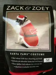 MEDIUM "Santa Paws" Dog Costume /Coat Belt Hat with Beard & Belt Zack & Zoey NWT