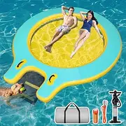 Huicocy Inflatable Water Hammock 8X8 FT Lake Floats for Adults Pets Heavy Duty Floating Dock Tanning Pool for Lake Beach Pool Summer Party