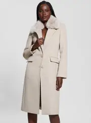 GUESS Women's Beige Nancy Coat Size: XS, Polyester