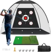 Golf Practice Net with Mat & Balls - 10x7ft Indoor/Outdoor Training Aid