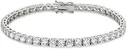 [VenetiaDiamond.com] Venetia Realistic Top Grade Hearts and Arrows Cut 10 Carats 4mm Simulated Diamond Tennis Bracelet Platinum Plated Cubic Zirconia cz