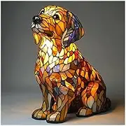 Dachshund Lamp, Stained Glass Dog Lamp,Dogs Series Art Table Night Light,Cute Pet Dogs Themed LED Night Light, Vintage Home Decor, Dog Lover (*F)