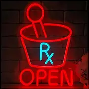 Sign Lamp Open Neon Sign Pharmacy Medical Store Open Display LED Light For Medical Drugstore Shop Illuminated USB Powered 26cm×39cm