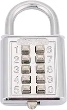 RIZGHWOY Durable High Strength Zinc Alloy Password Padlock 5 Digit Code Lock for Toolbox Cupboard, Combination Lock for Fence Gym (Silver) (10-Key Electric Silver)