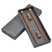 Wooden Chopsticks Reusable with Case, Chinese Chop Sticks Set with Holder Wenge