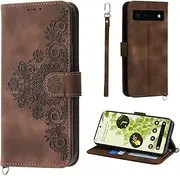 [AsWant] Wallet Case for Google Pixel 6 - Premium Leather Flip Protective Case Magnetic Cover with Stand Function (Brown)