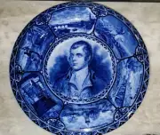 Rowland & Marsellus NY Staffordshire Blue & White Robert Burns Portrait Rare