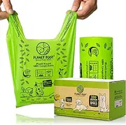 PLANET POOP Home Compostable Dog Poo Bags with Handles, Large Single Roll 200 Grab & Go, Biodegradable Un-Scented Pet Waste Bag, Leakproof for Cat Doggy & Pets, Plant-Based Earth Friendly Dog Supplies