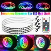 4pcs Car Truck 15.5" RGB LED Wheel Ring Lights Bluetooth APP Rim Chasing Lamp US
