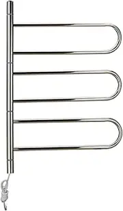 Heated Towel Rail 180° Swivel Electric Towel Warmer, Polished 830 * 560 * 120Mm Wall Mounted Heated Towel Rack, for Home Bathroom Radiator,Plug in (Plug in)