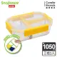 【Snapware 康寧密扣】全新升級全三分隔長方形玻璃保鮮盒-1050ml-黃色