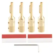 4x High-End Pure Copper Banana Plug Connector for HIFI Audio Speaker Gold Plated