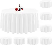 Lumaycens 8 Pack Round Tablecloth 90 Inch White Round Table Cloth Wrinkle Resistant Washable White Table Cloths Polyester Fabric Table Cover for Wedding Party Restaurant Buffet Table