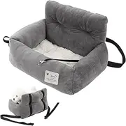 Dog Car Seat - Comfortable Booster Bed, Soft Travel Carrier, Secure Pet Cradle | Plush Padded Ride Design, Supportive Handle Seat Setup Small Medium Dogs Road Trips Daily Outdoor