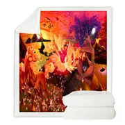 Fantasy Art Unicorn Pegasus Volcanoes and Beautiful Artist Throw Blanket