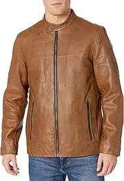 [DKNY] Men's Modern Lamb Leather Racer Jacket