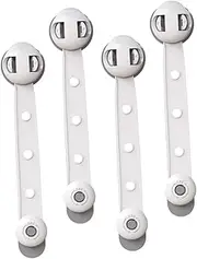 Kisangel 4pcs Safety Locks Childproof Refrigerator Lock Easy to Install Sturdy Safety Straps Prevent Accidents for Cabinets Fridges Grey