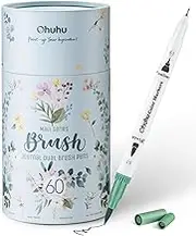 Ohuhu Dual Tips Art Markers Pen, Coloring Brush Fineliner Color Pens 60 Colors of Water Based Marker for Calligraphy Drawing Sketching Coloring Book Bullet Journal Art