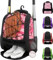✨ Baseball Bag PINK CAMO Backpack w/ Shoe Compartment Softball Bat Bag Softball