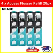 4 x 28pk Reach Access Flosser Wax Coated Refill Disposable Heads Dental Floss AU