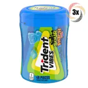 3x Bottles Trident Vibes Sour Patch Kids Blue Raspberry Gum | 40 Pieces Each