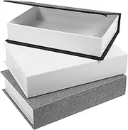 ULTECHNOVO 3pcs Decorative Faux Book Storage Boxes Elegant Linen Design for Home Decor Office Shelf and Coffee Table Versatile Storage