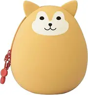 LIHITLAB PuniLabo Zipper Pouch, Egg-Shaped, 3.8" x 4.7", Shiba Dog (A7783-2)