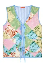 Kitri Gladys Reversible Quilted Printed Gilet - Pastel - S (UK8-10 / S) S (UK8-10 / S)