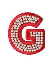 Stoney Clover Lane Ruby Red Satin Pearl Letter Patch
