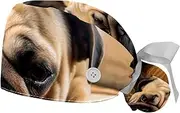 [YTYVAGT] 2-Pc,Gourd-Shaped Working Cap,Fisherman Hat with Buttons and Cotton Sweatband,Bulldog Cute Pet Dog