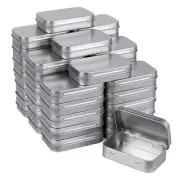 40 Pack Metal Rectangular Empty Hinged Tins, Silver Mini Portable Box Containers