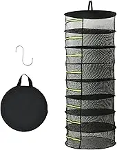Nylon 8 Layer Herb Drying Rack Stable Support Hanging Drying Rack Mesh Well Vented Herb Dryer Net with Zipper for Gardening(Black,8 Layers)
