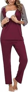 [Doaraha] Nursing Pyjamas, Maternity Pyjamas, Two-Piece Pyjamas, Women's Nursing Pyjama Set, Sleepwear for Pregnant Women, Long Sleeve Sleepwear, Stripes