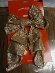 Large Gold Glitter Treetop Bow