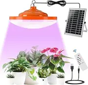 Teilybao 8" Solar Grow Light for Indoor, Full Spectrum with 96 LEDs, Timer (3/5/8H), 3 Spectrum Modes with a Remote,Includes 14.7FT Connection Cable, Ideal for Growing All Plants