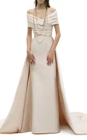[Zuhair Murad] Draped Cotton Shantung Maxi Dress