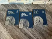 3 Whitman Coin Folder Books Vintage Coins Liberty & Franklin Half Dollars