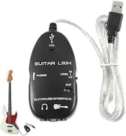 USB Guitar Link Cable | Guitar Cable Studio Audio Cable Connector Cords Adapter | Easy Plug and Play | Guitar to USB Interface for PC Audio Recording, High-Quality Music Adapter Musicians