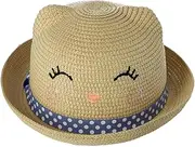 [CTM] Girl's Smiling Kitty Face Straw Sun Hat