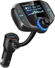 Bluetooth FM Transmitter Wireless Radio Adapter Hands-Free Car Kit with 1.7 Inch
