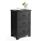 Giantex Bedside Table 3-Drawer Nightstand End Table Sofa Side Table Vintage