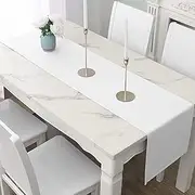 LivinEase Cotton Blend Table Runner 42 x 240 cm - White, 250 g/m² - Ideal for Christmas Table for 6-8 People - Modern Design (White)