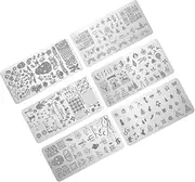 FRCOLOR 6pcs Nail Art Printing Plate Palette Stickers Nail Templates Halloween Nail Polish Foil Flakes Nail Gems Nail Kit Nail Stamping Kit Nail Art Stamping Liner Steel